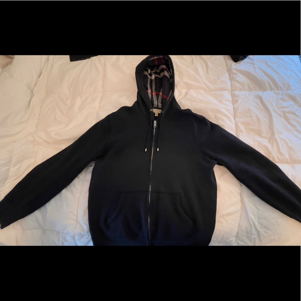 Burberry Men's US Large Full Zip Knit Hoodie Black 4015558